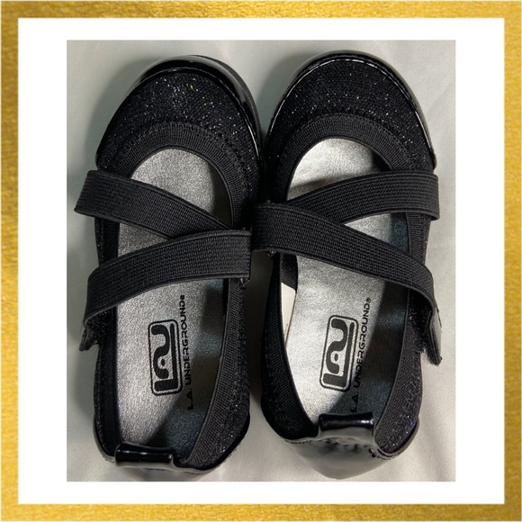 L.A. Underground Other - Toddler Girl Size 6 Black Glitter Mary Jane Flats